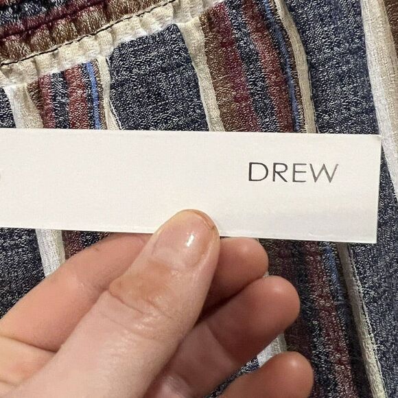 DREW Anthropologie Striped Short Sleeve Tie Front Button-Up Top Size Medium M - Picture 7 of 8